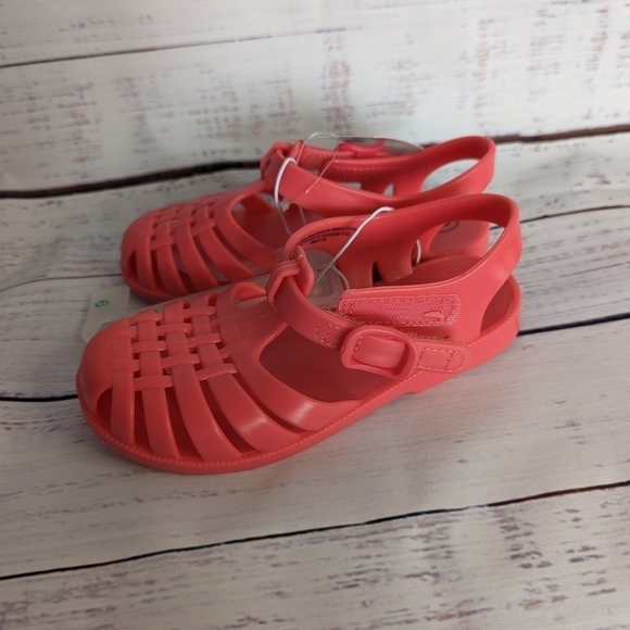 NWT Cat & Jack Girls Velcro Coral / Red / Pink Girls Sandals 8,10,11,12 - Picture 1 of 5
